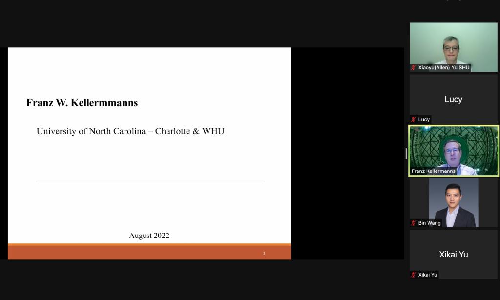 北卡罗来纳大学夏洛特分校Franz W. Kellermanns教授做客纪念上海大学建校100周年系列高端讲座在线分享《创新型创业及家族企业研究发表经验分享》